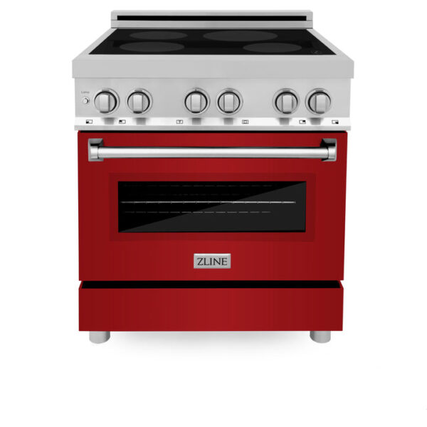 ZLINE 30 in. 4.0 cu. ft. Induction Range with a 4 Induction Element Stove and Electric Oven in Stainless Steel with Red Gloss Door (RAIND-RG-30) - Image 3
