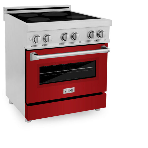 ZLINE 30 in. 4.0 cu. ft. Induction Range with a 4 Induction Element Stove and Electric Oven in Stainless Steel with Red Gloss Door (RAIND-RG-30) - Image 4