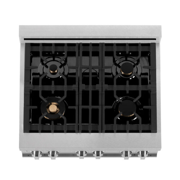ZLINE 30 in. 4.0 cu. ft. Electric Oven and Gas Cooktop Dual Fuel Range with Griddle and White Matte Door in Stainless Steel (RA-WM-GR-30) - Image 5