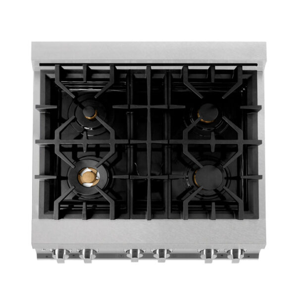 ZLINE 30 in. 4.0 cu. ft. Dual Fuel Range with Gas Stove and Electric Oven in All Fingerprint Resistant Stainless Steel with Brass Burners (RAS-SN-BR-30) - Image 6
