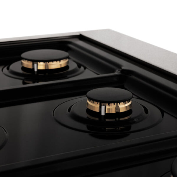 ZLINE Autograph Edition 36 in. Porcelain Rangetop with 6 Gas Burners in DuraSnow Stainless Steel with Polished Gold Accents (RTSZ-36-G) - Image 7