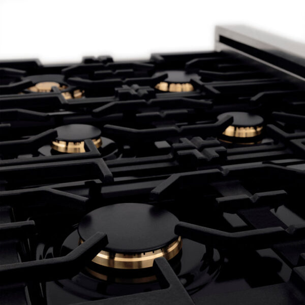 ZLINE Autograph Edition 36 in. Porcelain Rangetop with 6 Gas Burners in Stainless Steel with Polished Gold Accents (RTZ-36-G) - Image 9