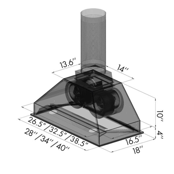 ZLINE Ducted Wall Mount Range Hood Insert in Stainless Steel (698) - Image 2