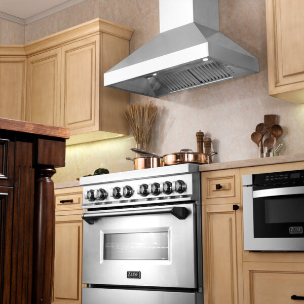 ZLINE Professional Convertible Vent Wall Mount Range Hood in Stainless Steel with Crown Molding (597CRN) - Image 10