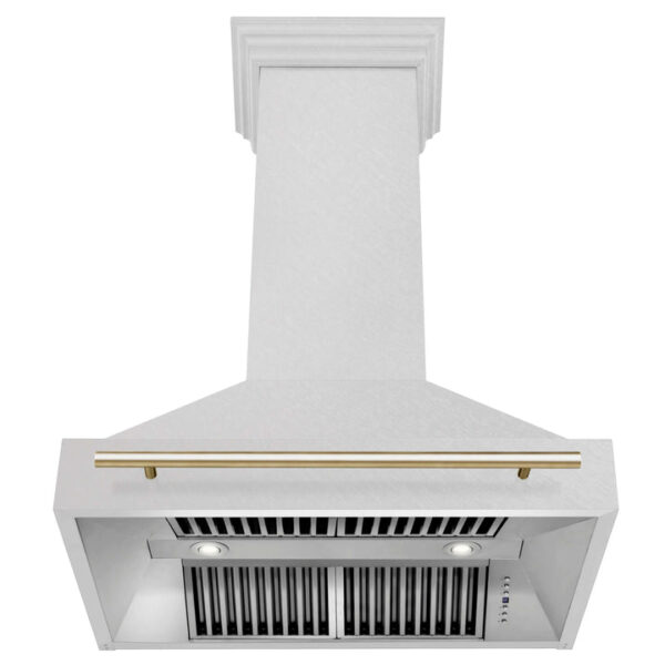 36 in. ZLINE Autograph Edition Fingerprint Resistant Stainless Steel Range Hood with Stainless Steel Shell and Colored Handle (8654SNZ-36) - Image 9
