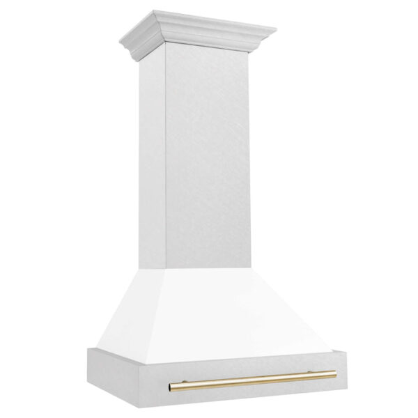 30 in. ZLINE Autograph Edition Fingerprint Resistant Stainless Steel Range Hood with White Matte Shell and Accented Handle (8654SNZ-WM30) - Image 10