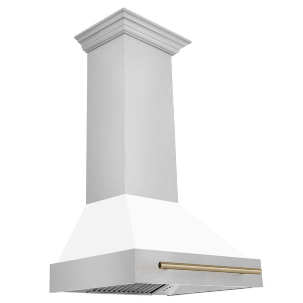 ZLINE 30 in. Autograph Edition Stainless Steel Range Hood with White Matte Shell and Accents (8654STZ-WM30) - Image 2