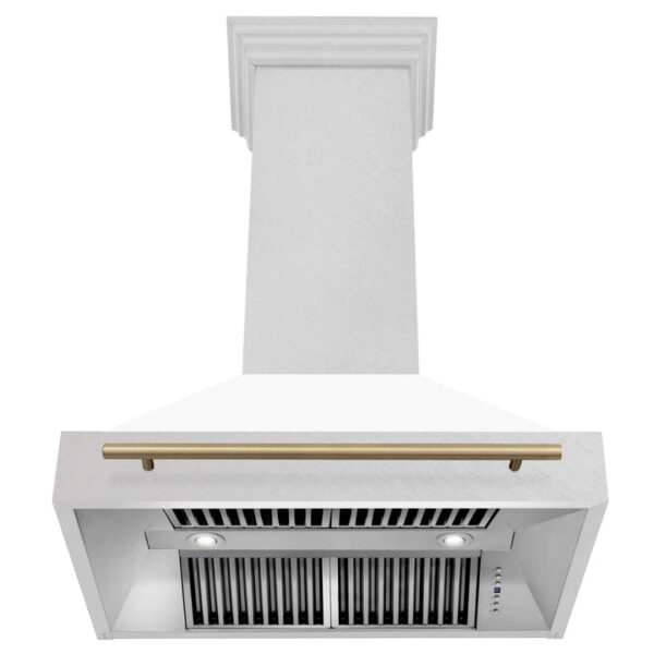 36 in. ZLINE Autograph Edition Fingerprint Resistant Stainless Steel Range Hood with White Matte Shell and Accented Handle (8654SNZ-WM36) - Image 3