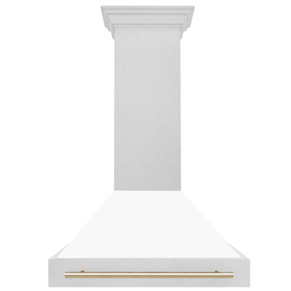 36 in. ZLINE Autograph Edition Fingerprint Resistant Stainless Steel Range Hood with White Matte Shell and Accented Handle (8654SNZ-WM36) - Image 9