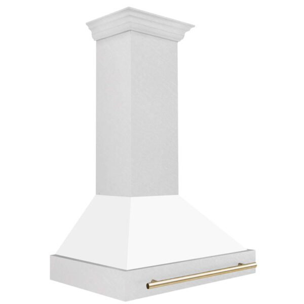36 in. ZLINE Autograph Edition Fingerprint Resistant Stainless Steel Range Hood with White Matte Shell and Accented Handle (8654SNZ-WM36) - Image 8