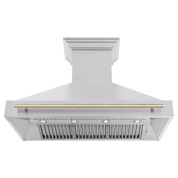 ZLINE 48 in. Autograph Edition Stainless Steel Range Hood with Stainless Steel Shell and Champagne Bronze Handle (8654STZ-48-CB) - Image 6