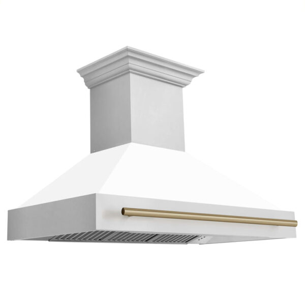 ZLINE 48 in. Autograph Edition Stainless Steel Range Hood with White Matte Shell and Handle (8654STZ-WM48) - Image 2