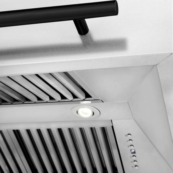 30 in. ZLINE Autograph Edition Fingerprint Resistant Stainless Steel Range Hood with White Matte Shell and Accented Handle (8654SNZ-WM30) - Image 4