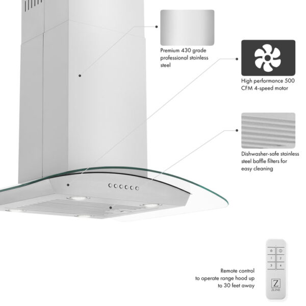 ZLINE Alpine Series Convertible Island Mount Range Hood in Stainless Steel (ALP70IS) - Image 11