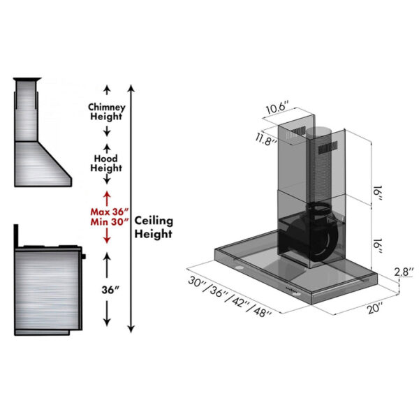 ZLINE Convertible Vent Wall Mount Range Hood in Stainless Steel with Crown Molding (KECRN) - Image 3