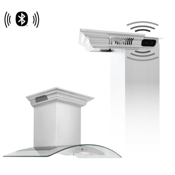 ZLINE Ducted Vent Wall Mount Range Hood in Stainless Steel with Built-in ZLINE CrownSound Bluetooth Speakers (KN4CRN-BT) - Image 2