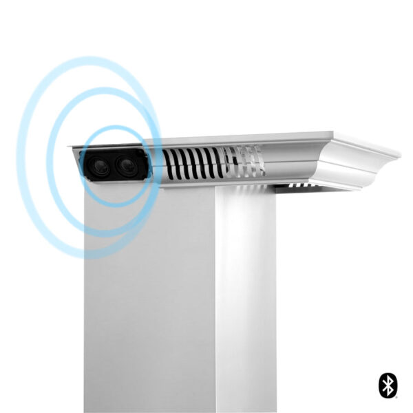 ZLINE Wall Mount Range Hood in Stainless Steel with Built-in ZLINE CrownSound Bluetooth Speakers (KF1CRN-BT) - Image 3