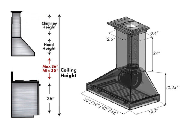 ZLINE Ducted Unfinished Wooden Wall Mount Range Hood (KBUF) - Image 3