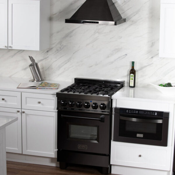 ZLINE Recirculating Wall Mount Range Hood with Charcoal Filters in Black Stainless Steel (BSKBN-CF-24) - Image 2