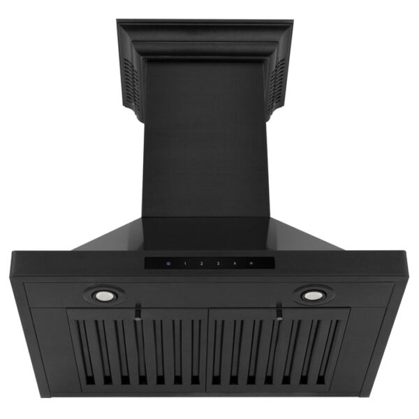 ZLINE Ducted Vent Wall Mount Range Hood in Black Stainless Steel with Built-in ZLINE CrownSound Bluetooth Speakers (BSKBNCRN-BT) - Image 9