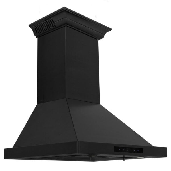 ZLINE Ducted Vent Wall Mount Range Hood in Black Stainless Steel with Built-in ZLINE CrownSound Bluetooth Speakers (BSKBNCRN-BT) - Image 13