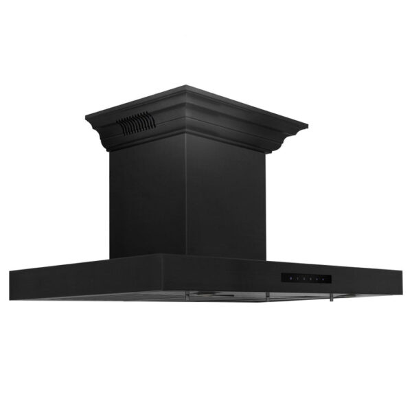 ZLINE Wall Mount Range Hood in Black Stainless Steel with Built-in ZLINE CrownSound Bluetooth Speakers (BSKENCRN-BT) - Image 3