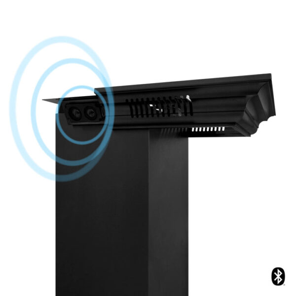 ZLINE Wall Mount Range Hood in Black Stainless Steel with Built-in ZLINE CrownSound Bluetooth Speakers (BSKENCRN-BT) - Image 9