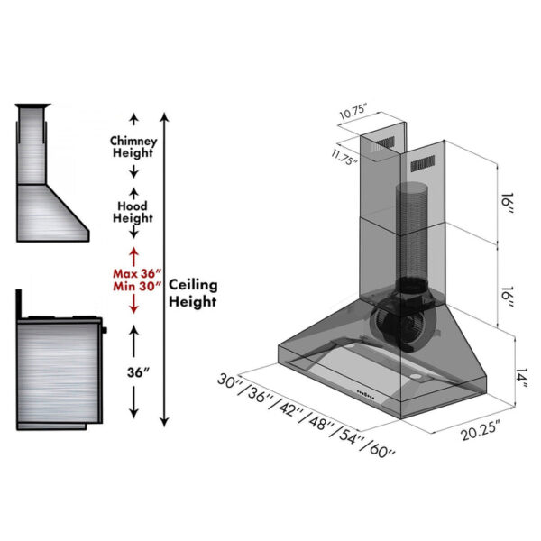 ZLINE Professional Convertible Vent Wall Mount Range Hood in Stainless Steel (587) - Image 3