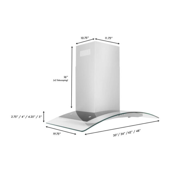 ZLINE Convertible Vent Wall Mount Range Hood in Stainless Steel & Glass (KN4) - Image 2