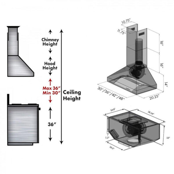 ZLINE Wall Mount Range Hood in Stainless Steel - Includes Remote Blower 400/700CFM Options (597-RD/RS) - Image 2