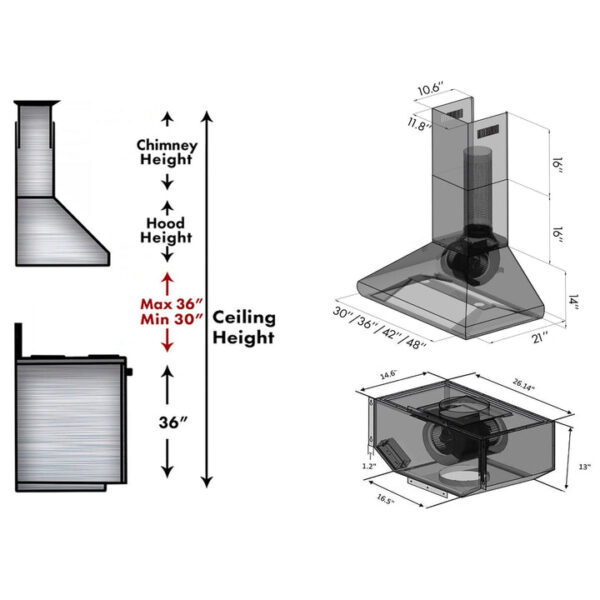 ZLINE Wall Mount Range Hood In Stainless Steel - Includes Remote Blower Options (587-RD/RS) - Image 3