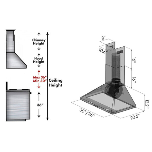 ZLINE Convertible Vent Wall Mount Range Hood in Stainless Steel (KF1) - Image 2