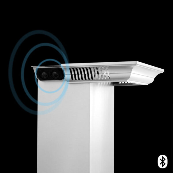 ZLINE CrownSound Ducted Vent Wall Mount Range Hood in Stainless Steel with Built-in Bluetooth Speakers (KBCRN-BT) - Image 5
