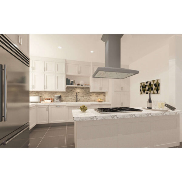 ZLINE Convertible Vent Wooden Island Mount Range Hood in Gray (KBiUU) - Image 2