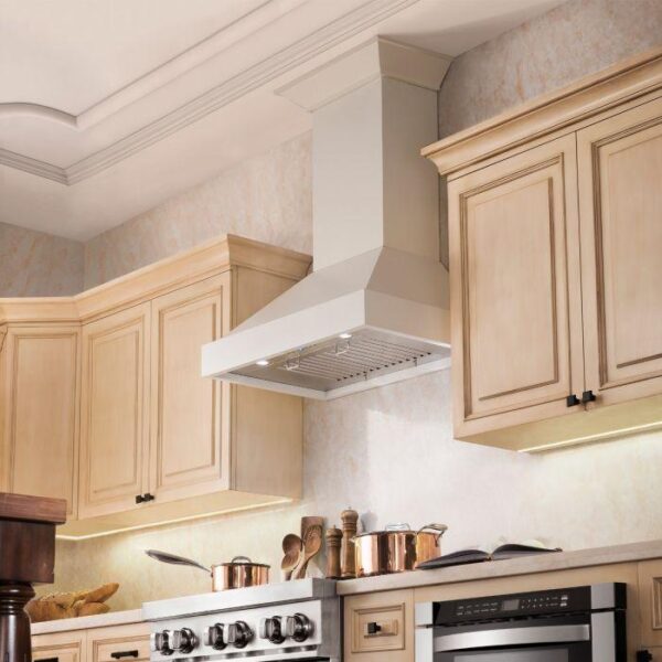 ZLINE Ducted Wooden Wall Mount Range Hood in Cottage White (KBTT) - Image 8