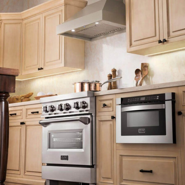 ZLINE Convertible Vent Wooden Wall Mount Range Hood in Gray (KBUU) - Image 10