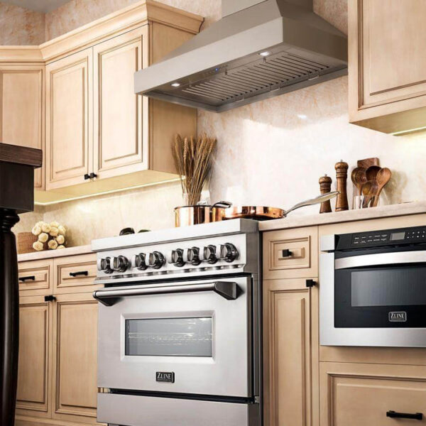 ZLINE Convertible Vent Wooden Wall Mount Range Hood in Gray (KBUU) - Image 4