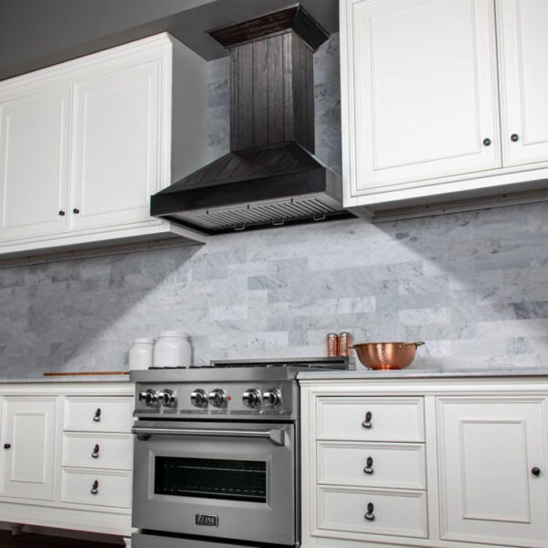 ZLINE Wooden Wall Mount Range Hood In Rustic Dark Finish - Includes Motor (KPDD) - Image 3