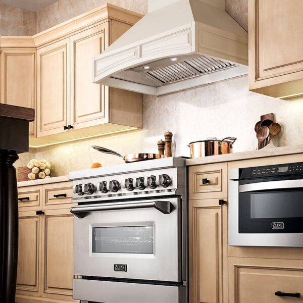 ZLINE Wooden Wall Mount Range Hood in White Includes Remote Blower Motor 400CFM/700CFM Options (321TT-RD/RS) - Image 5