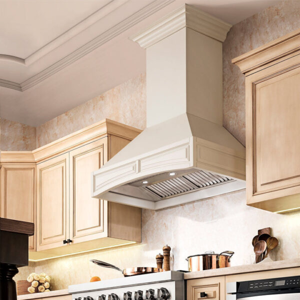 ZLINE Wooden Wall Mount Range Hood in White Includes Remote Blower Motor 400CFM/700CFM Options (321TT-RD/RS) - Image 10