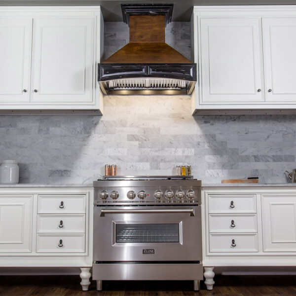 ZLINE 42 in. Wooden Wall Mount Range Hood in Antigua and Walnut - Includes Remote Motor (321AR-RS-42-400) - Image 5